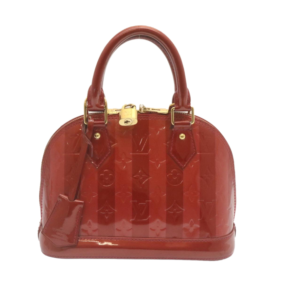 LOUIS VUITTON Vernis Rayures Alma BB Hand Bag Red LV Auth tp198 - Picture 13 of 16
